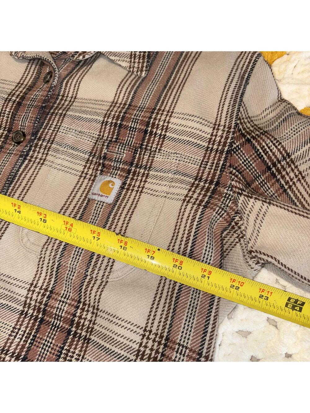 Carhartt Plaid Button-Up Work Shirt Youth Large Jacket Unisex Durable Womans - Picture 6 of 8